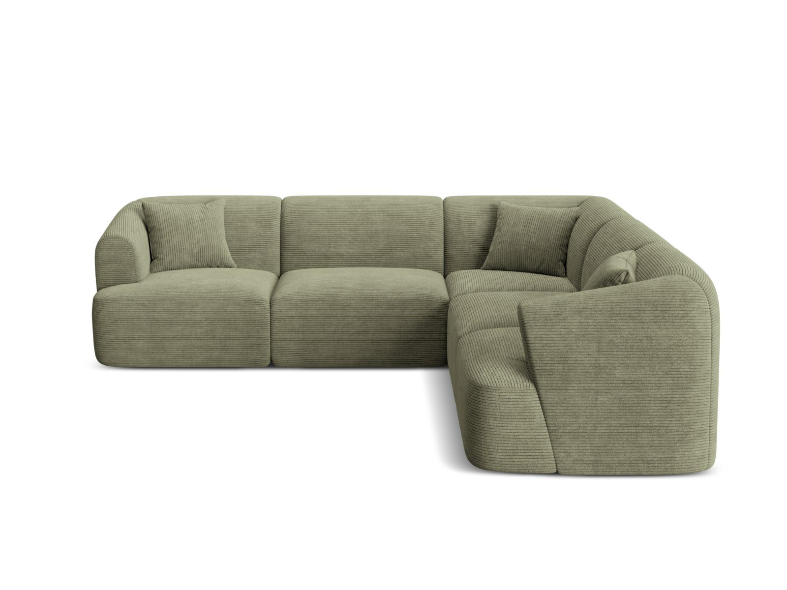 SYMMETRISCHES-MODULARES-ECKSOFA Campi aus Cord Moosgrün 6 Sitzplätze - Salbeigrün, Textil (255/255cm) - Cosmopolitan Design