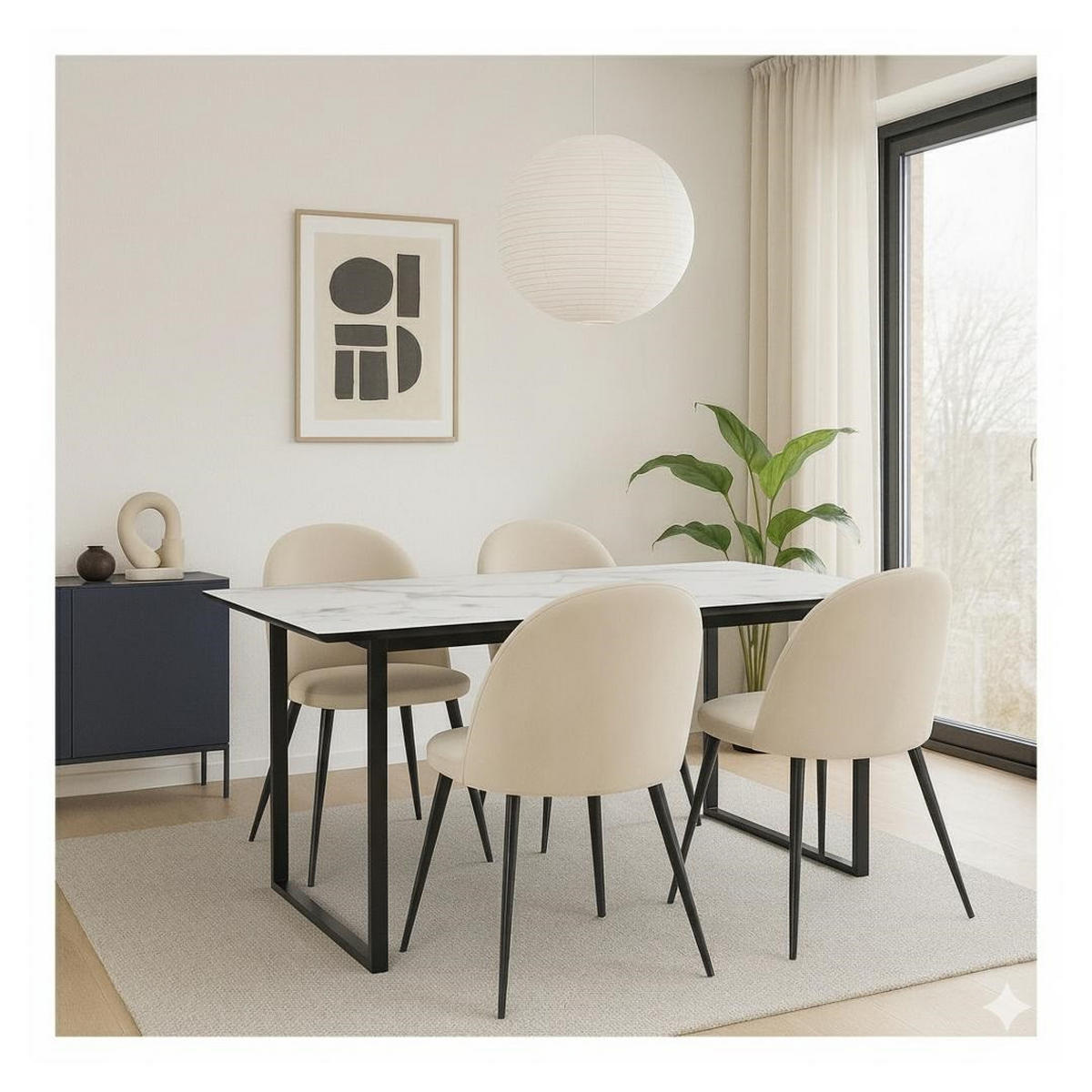 ESSGRUPPE 5-TLG. Tilst Beige - Beige, Holzwerkstoff/Textil (160/74/90cm) - ebuy24