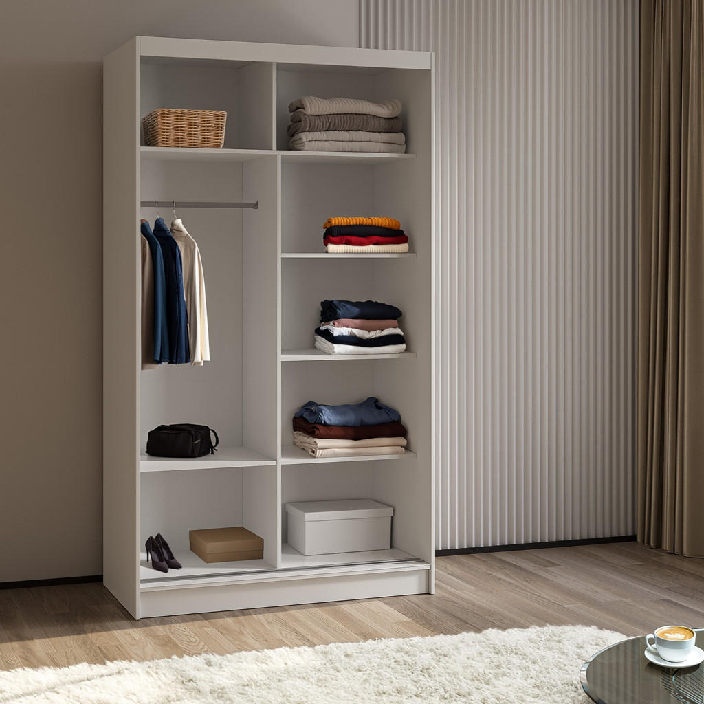 Thumbnail - Masseno Schwebetürenschrank, Wenge, Holzwerkstoff, 5 Fächer, Rechteckig, 120x216x61 cm, Schlafzimmer, Kleiderschränke, S...