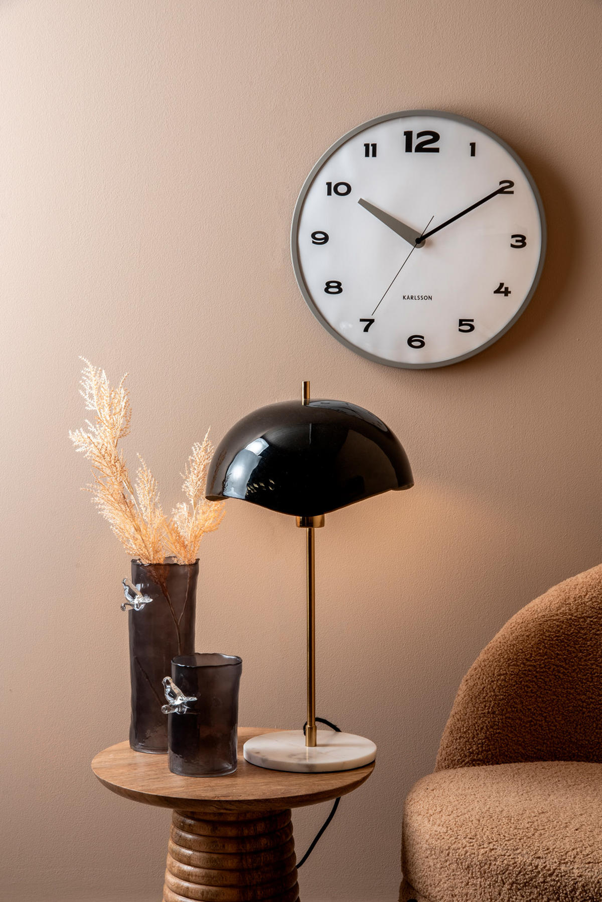 VASE Bird On Branch 9/9/15 cm - Grau, Glas (9.5/15cm) - Present Time