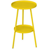GARTENBEISTELLTISCH DE-14111 2 Ebenen, rund Gelb - Gelb, Metall (32/32/51cm) - ComfortXL