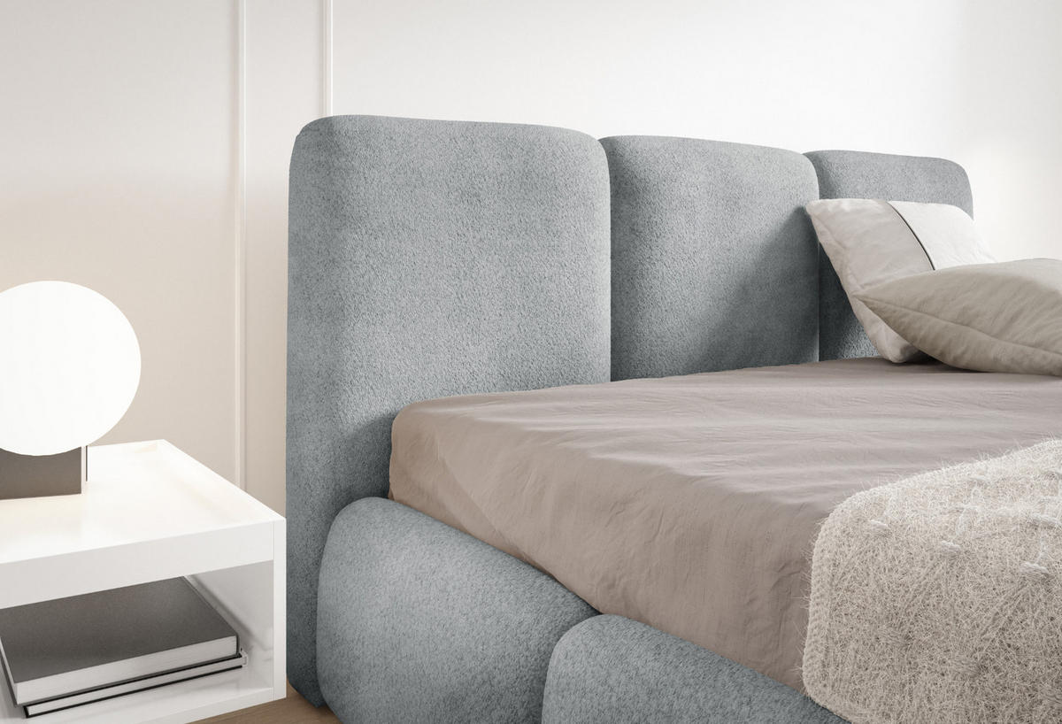 POLSTERBETT mit Stauraum Bouclé-Stoff 200x200 cm in Grau - Grau, Textil (200/200cm) - Home Collective