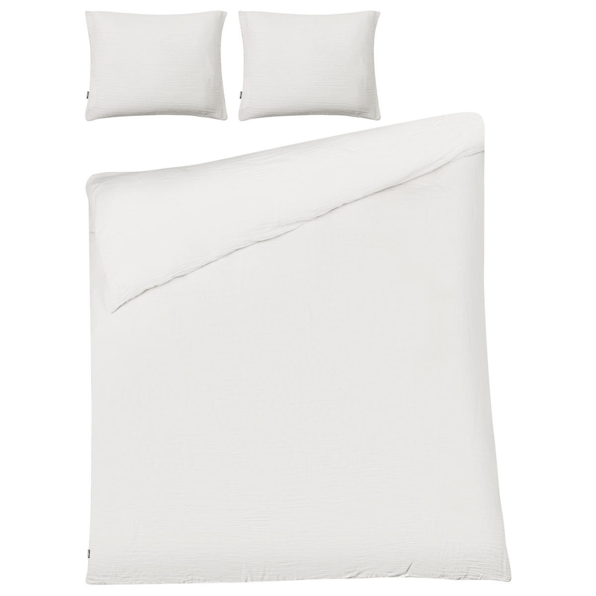 BETTWÄSCHE-SET 150/200 cm Baumwollmusselin Cremeweiß Sumner - Creme, Textil (150/200cm) - Beliani