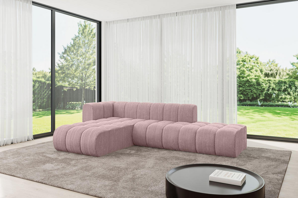 ECKSOFA modulares Sofa Zuvon-L1 - 296x177x70 cm Rosa - Rosa, Holzwerkstoff/Textil (296/177cm) - ALTDECOR