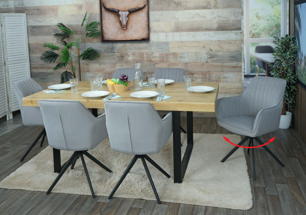 ESSZIMMERSTUHL Hellgrau 6er-Set - Hellgrau, Textil (58/87/55cm) - MCW