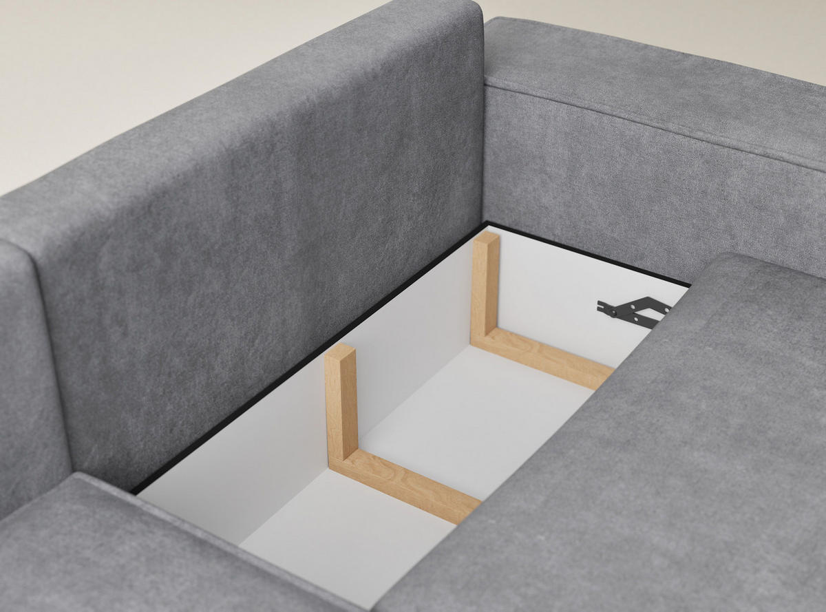ECKSOFA MIT SCHLAFFUNKTION Tonga Grau Webstoff - Schwarz/Grau, Holz/Holzwerkstoff (105/253cm) - Maison de Reve