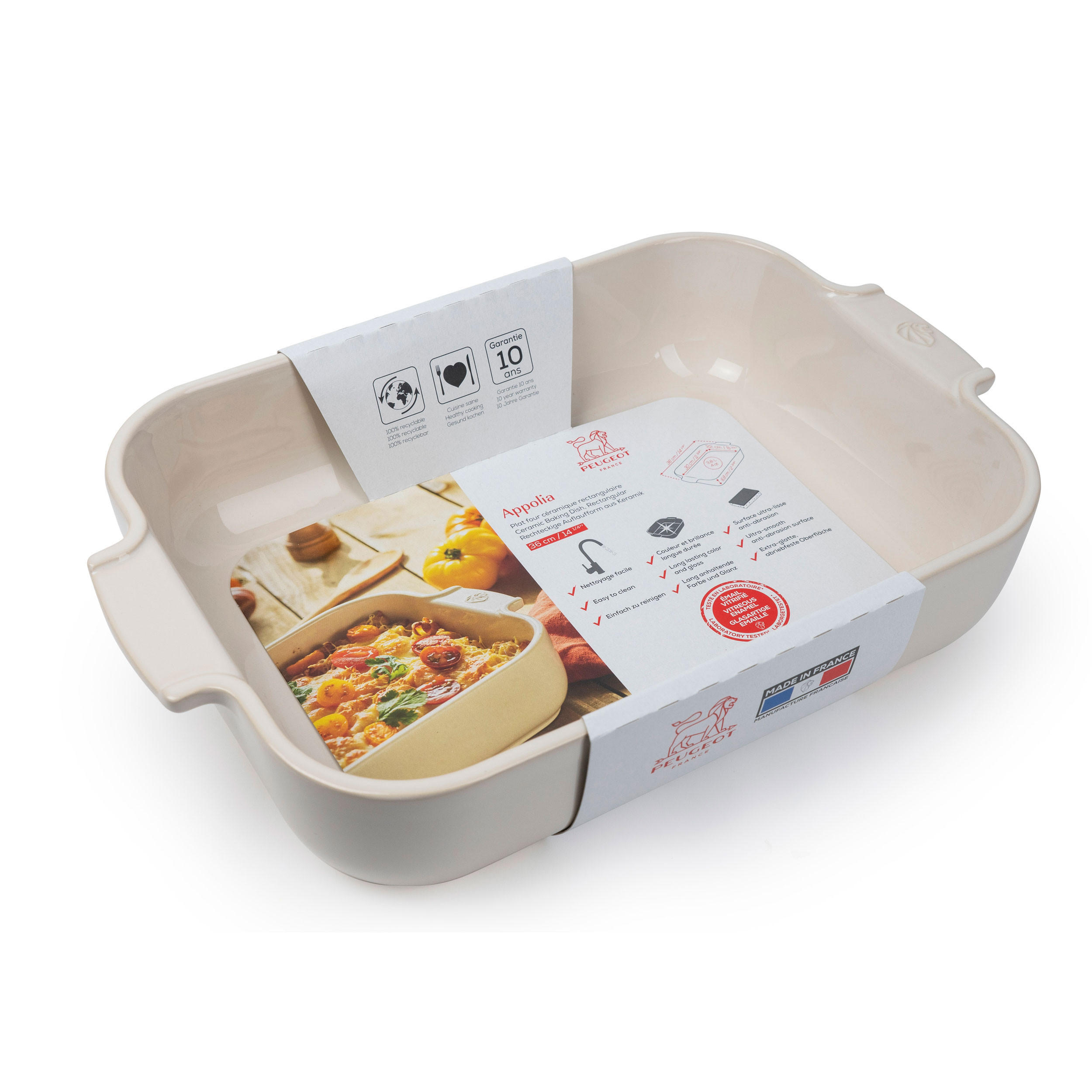 Thumbnail - Peugeot Auflaufform, Weiß, Keramik, 36x7.5x23.6 cm, Kochen, Auflaufformen