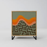 SIDEBOARD SIMPLE SOLUTIONS, Eichefarben, 57,5x42x67,5 cm, Schwarze Metall-Rahmenfüße - Eichefarben/Multicolor, Holzwerkstoff/Metall (57.5/67.5/42cm) - SpaceRebels