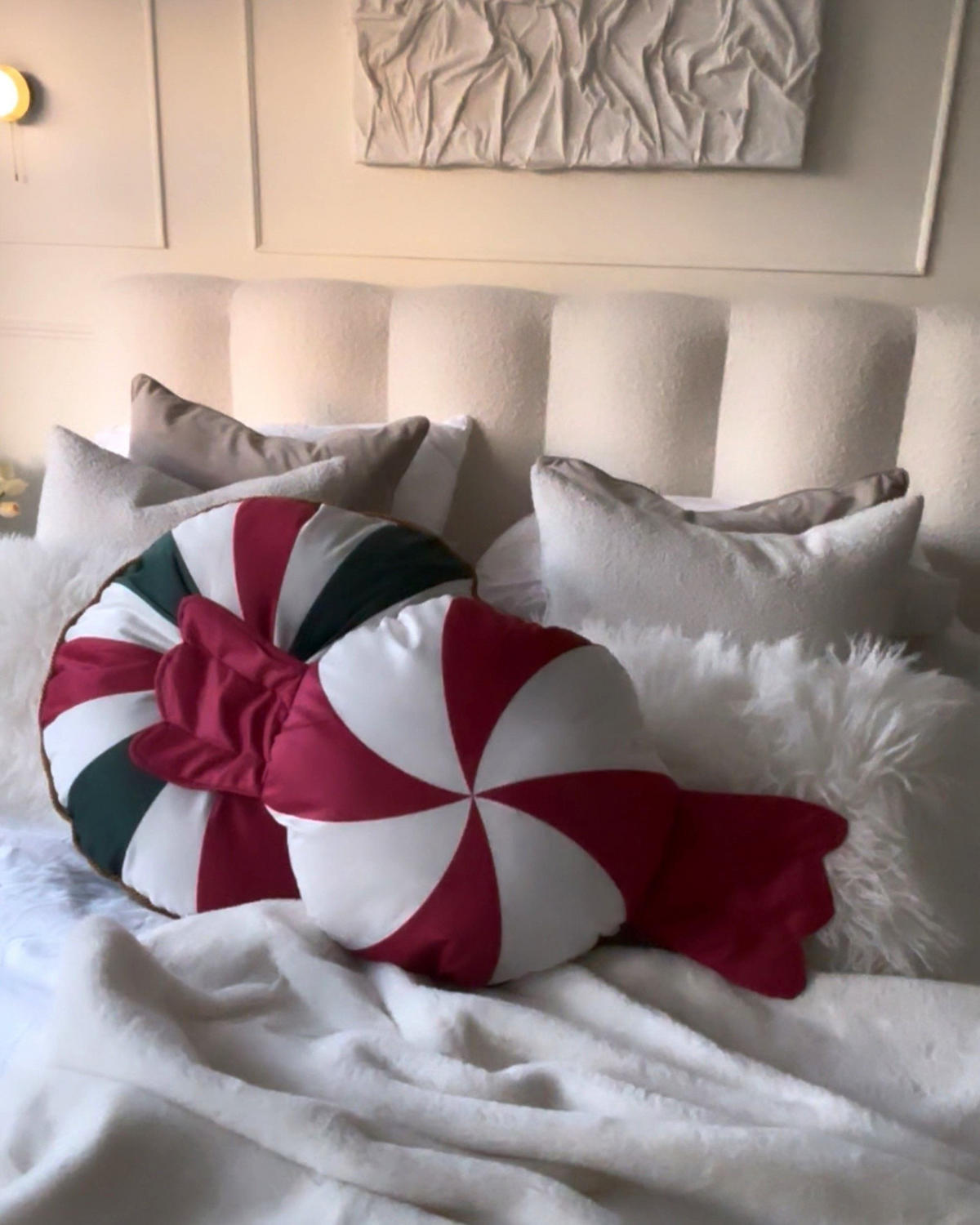 DEKORATIVNÍ polštář sada 2 ks Bílý 55/55 cm Twirl Treats - bílá/zelená barva, textil (55/55cm) - Beliani
