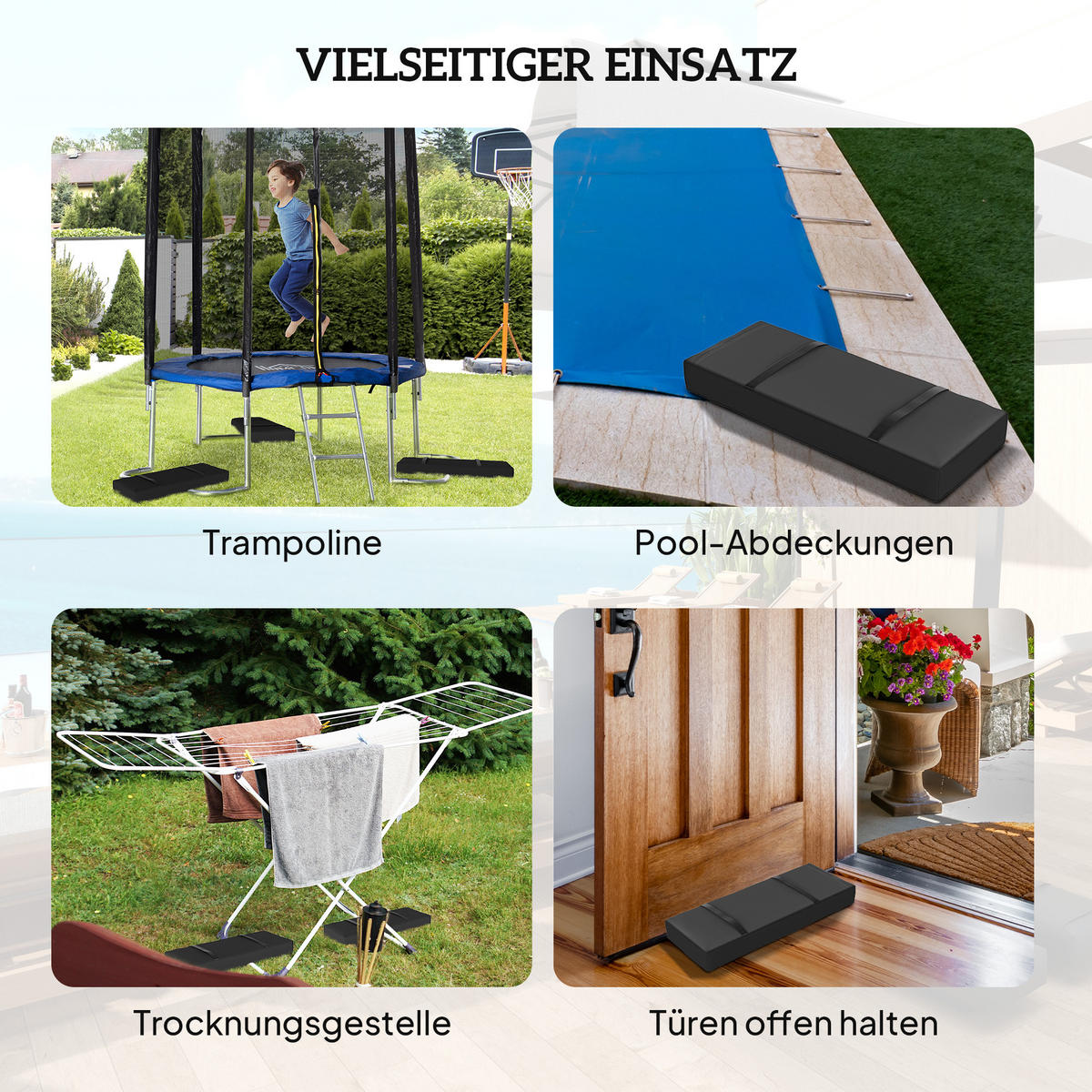 SANDSÄCKE für Sonnenschirm auffüllbar bis 25 kg - Schwarz, Textil (30/76cm) - Outsunny