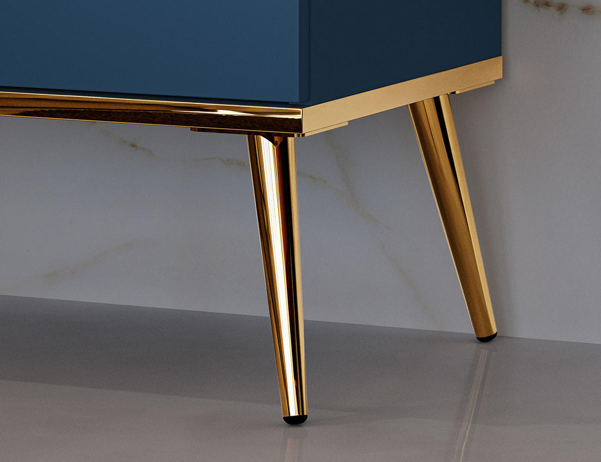 SIDEBOARD Marine dunkelblau / gold 120 / 40 / 85cm - Blau/Dunkelblau, Holz/Holzwerkstoff (120/85/40cm) - Feldmann-Wohnen