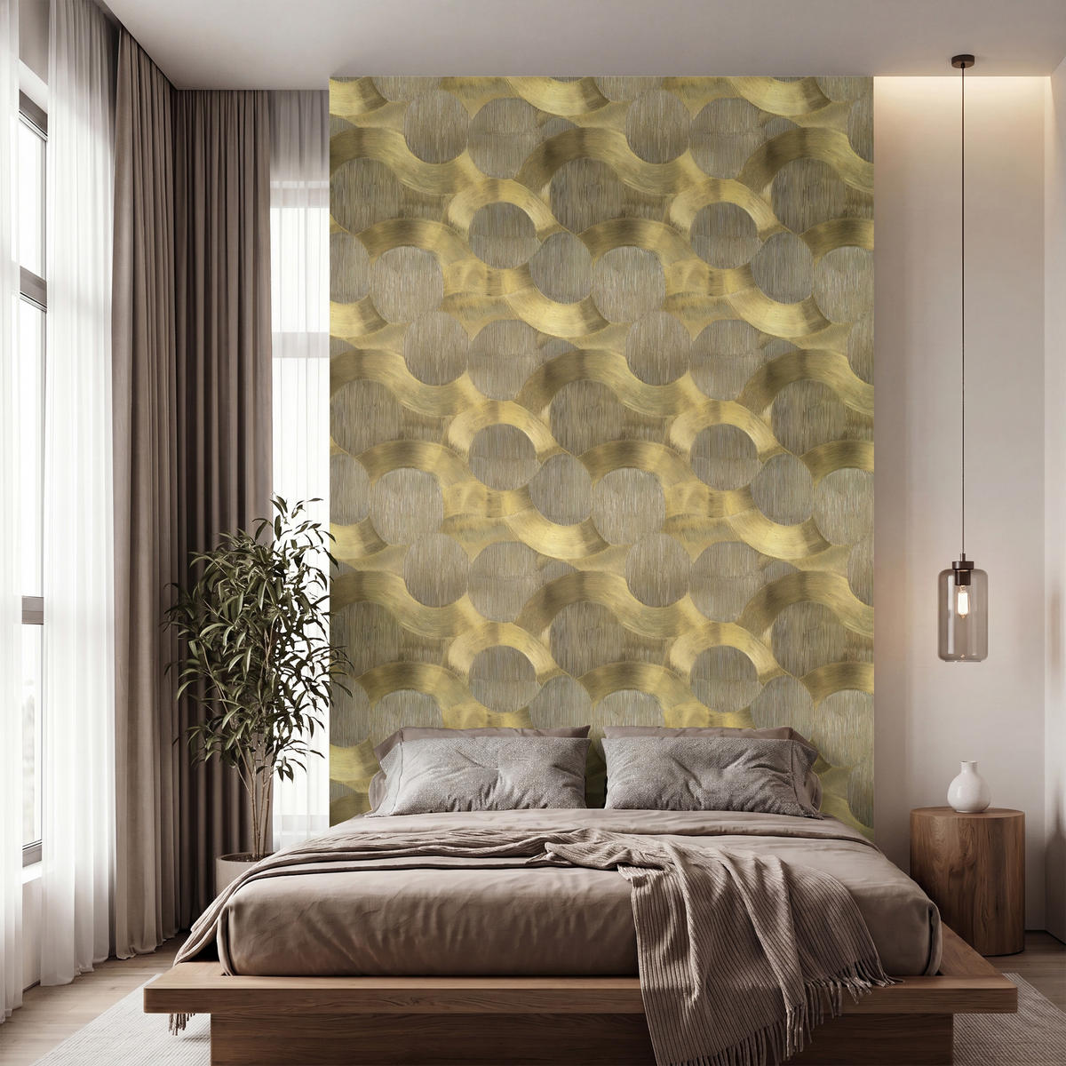TAPETE - Modern - Geometrisch - Gold - 160x280 cm - Goldfarben, Papier (160/280cm) - OnlyWow