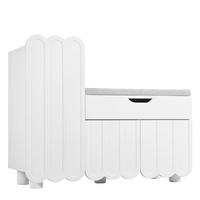 SCHUHSCHRANK aus MDF 90x35x74,5cm in Weiß mit Schublade & Sitzpolster - Weiß, Holzwerkstoff (90/74.5/35cm) - Modfu