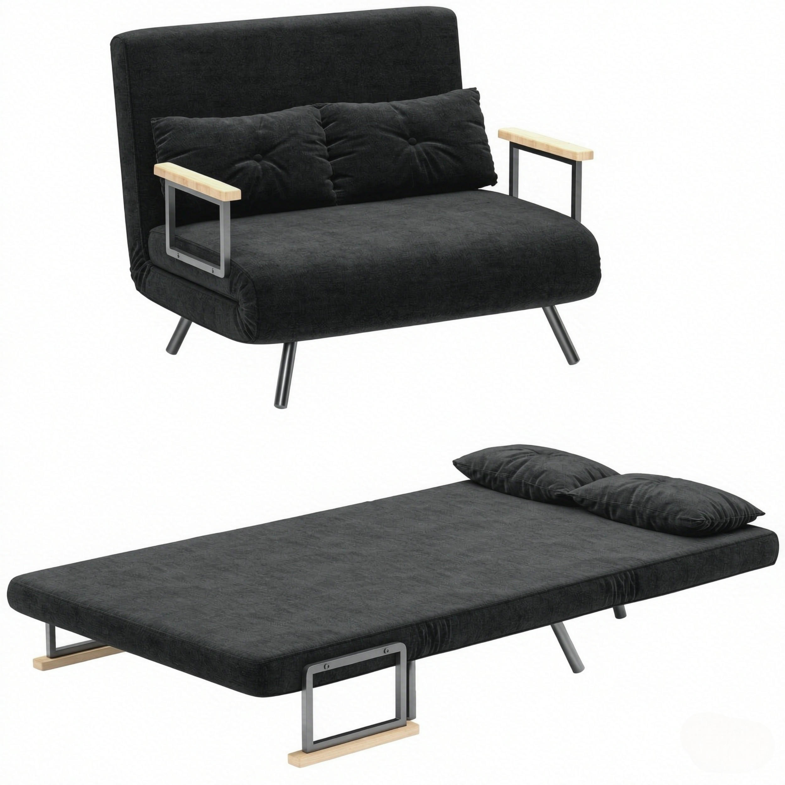 SCHLAFSOFA 4-in-1 2-Sitzer, DE-42186, Schwarz - Schwarz, Metall (73/81/102cm) - ComfortXL