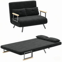SCHLAFSOFA 4-in-1 2-Sitzer, DE-42186, Schwarz - Schwarz, Metall (73/81/102cm) - ComfortXL