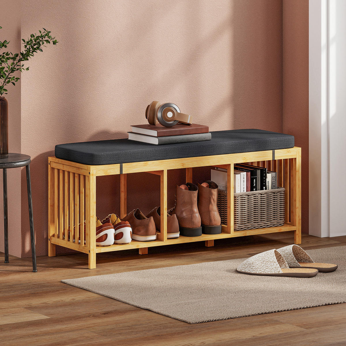 SCHUHBANK Natur 102/33/45 cm - Naturfarben, Holz (102/45/33cm) - PANGIVO