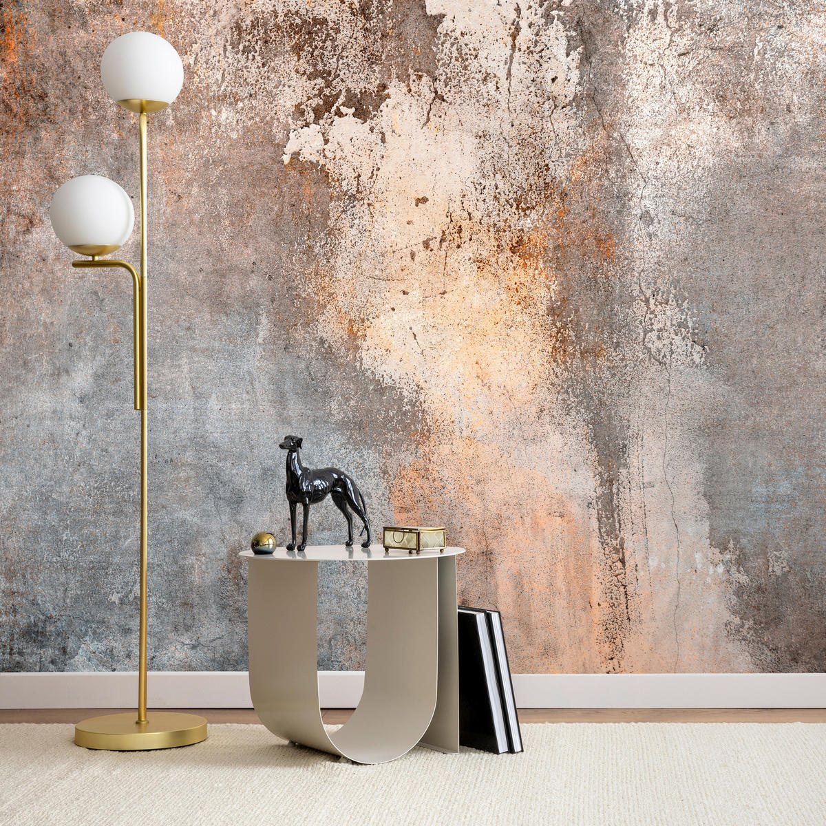 FOTOTAPETE für Wohnzimmer Beton Abstraktion 350x256 - Beige/Orange, Papier (350/256cm) - Muralo