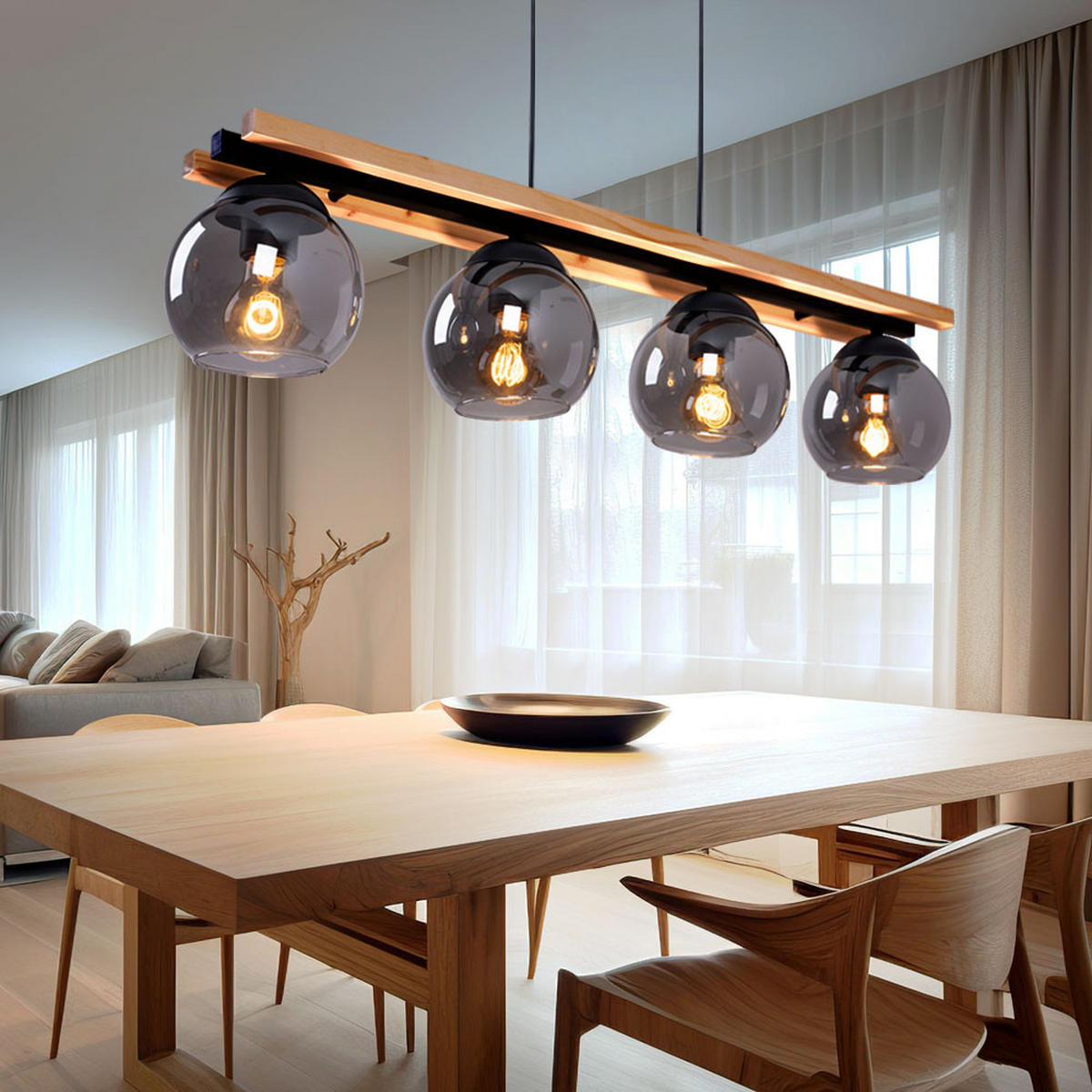 LED HÄNGELEUCHTE CONNI Holz Braun - Braun, Holz (85/15/120cm) - Globo Lighting