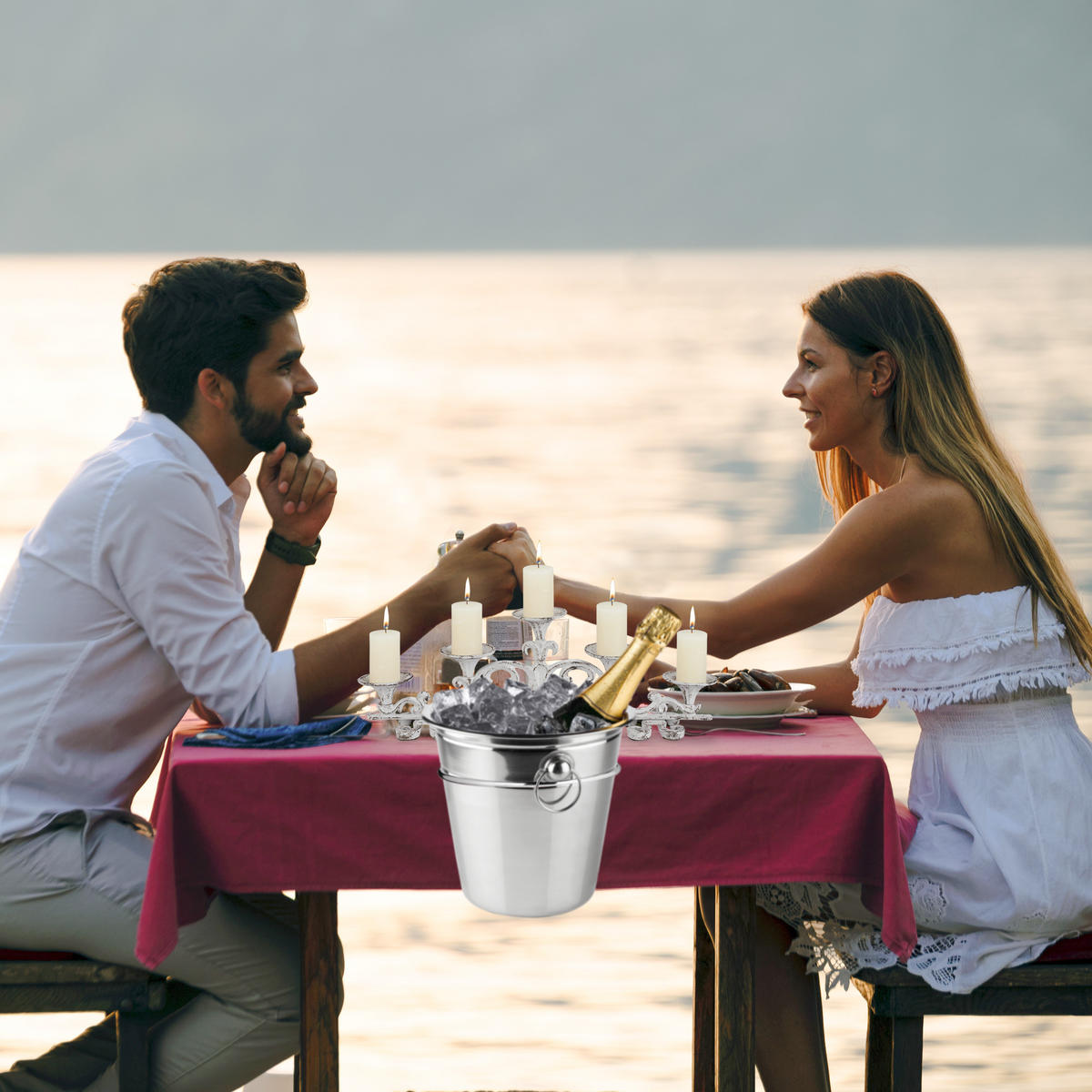 SEKTKÜHLERHALTER - Silberfarben, Metall (19.5/8.5cm) - Relaxdays