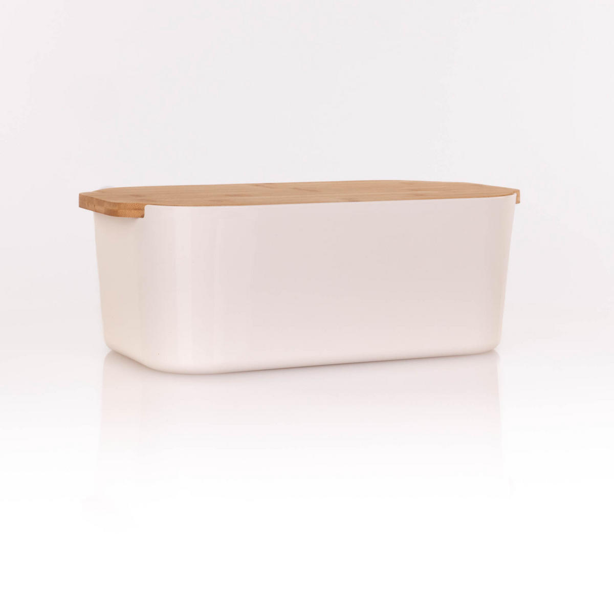BROTKASTEN mit Bambusdeckel 33/18,5/12 cm - Weiß, Kunststoff (18.5/12/33cm) - Excellent Houseware