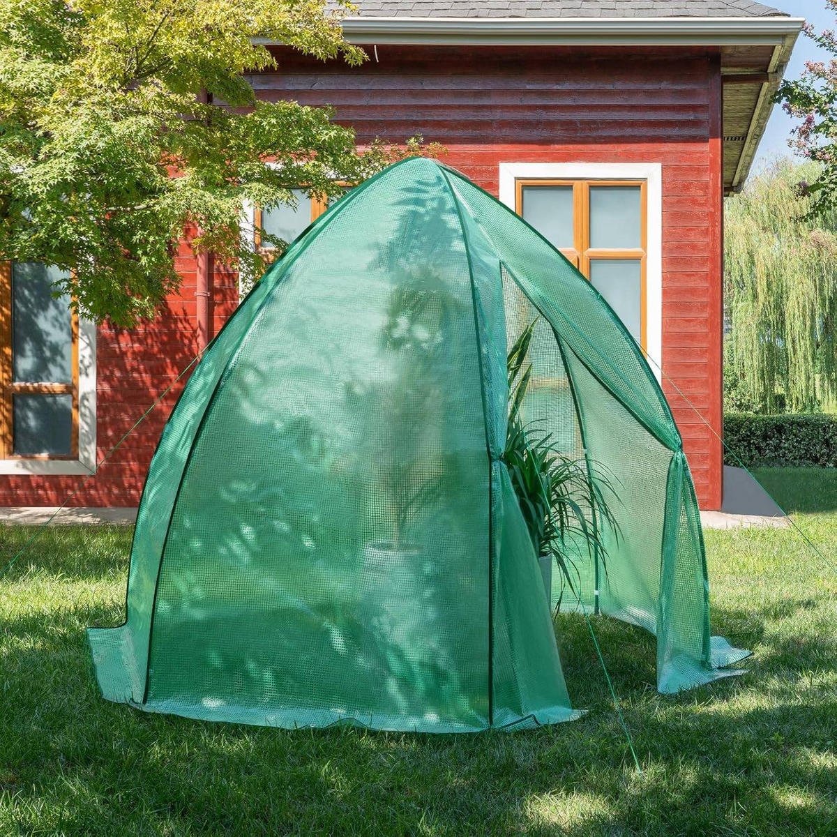 FOLIENGEWÄCHSHAUS, PE-halbdurchsichtiges Tomatengewächshaus - Grün, Textil/Metall (240/200/200cm) - Woltu
