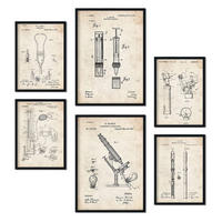 POSTER Set Mit 6 Plakaten Mit Medizin Patenten Im Vintage Stil A3 & A4 Schwarzer Rahmen - Schwarz, Papier (29/3cm) - Nacnic