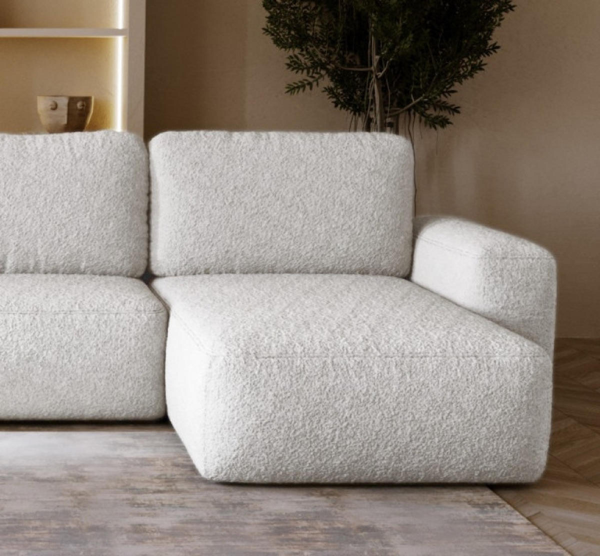 ECKSOFA Weiß U ILO Mit Bettkasten Und Schlaffunktion - Weiß, Textil (374/177cm) - Sepro Meble