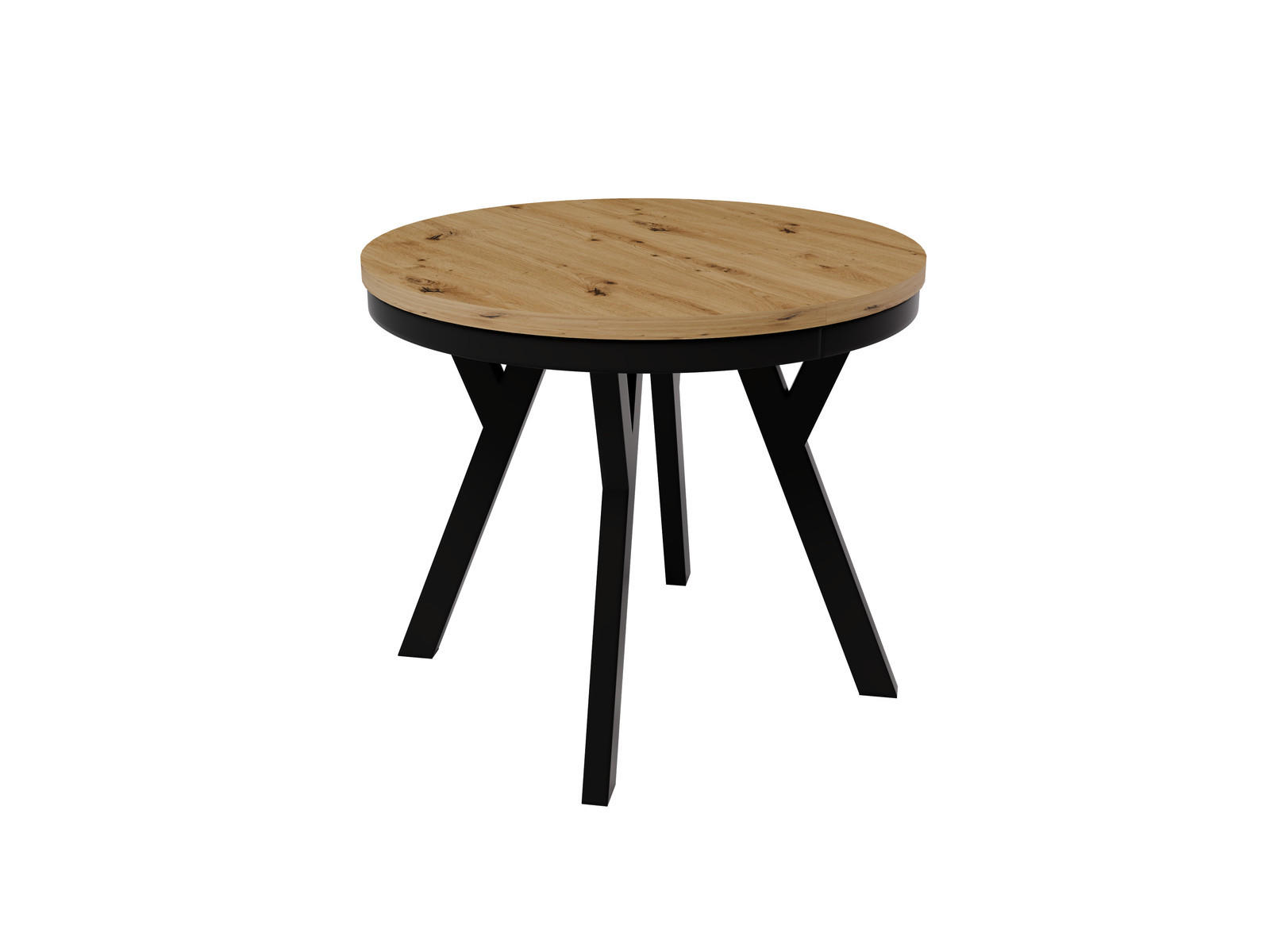 ESSTISCH ARI Rund (90-190 cm Ausziehbar Eiche Artisan Holzoptik Metallbeine) - Schwarz/Eiche Artisan, Holz/Holzwerkstoff (90/90/76cm) - Ravio