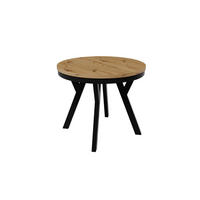 ESSTISCH ARI Rund (90-190 cm Ausziehbar Eiche Artisan Holzoptik Metallbeine) - Schwarz/Eiche Artisan, Holz/Holzwerkstoff (90/90/76cm) - Ravio