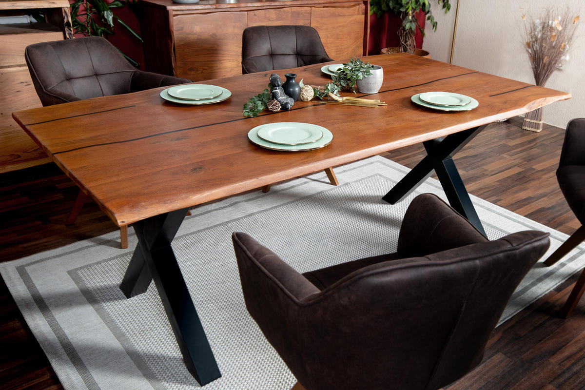ESSTISCH POLLY - Schwarz/Braun, Holz/Metall (85/160/77cm) - SAM