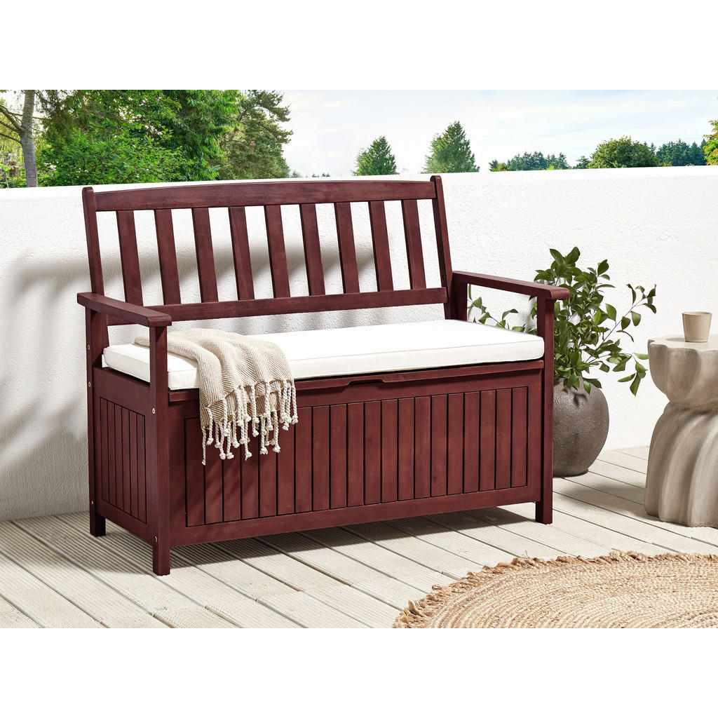 Thumbnail - Beliani Gartenbank, Rotbraun, Creme, Holz, 120x91x60 cm, Gartenmöbel, Gartenbänke