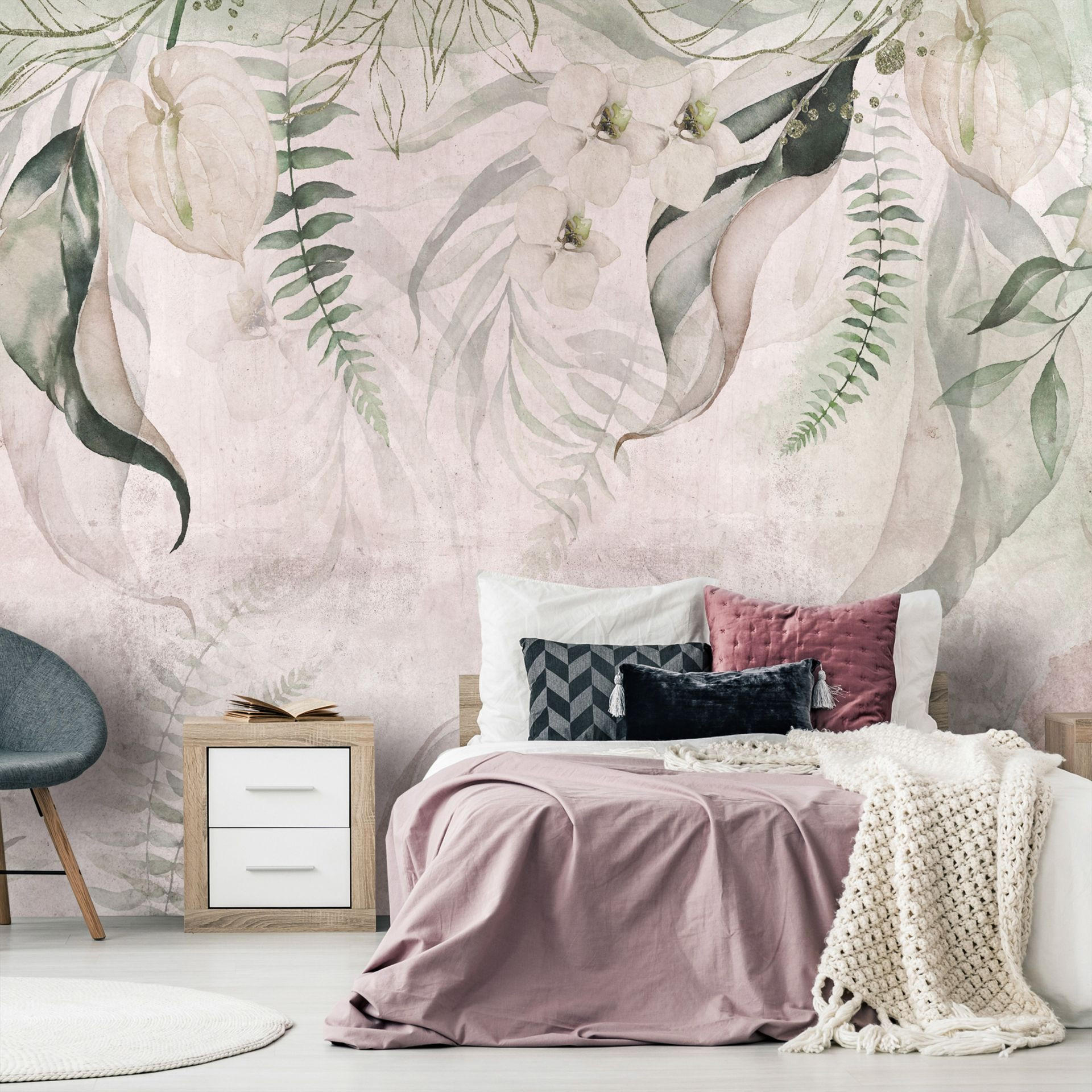 SELBSTKLEBENDE FOTOTAPETE Grau 98/70 cm - Grau/Grün, Kunststoff/Textil (98/1cm) - KUNSTLOFT