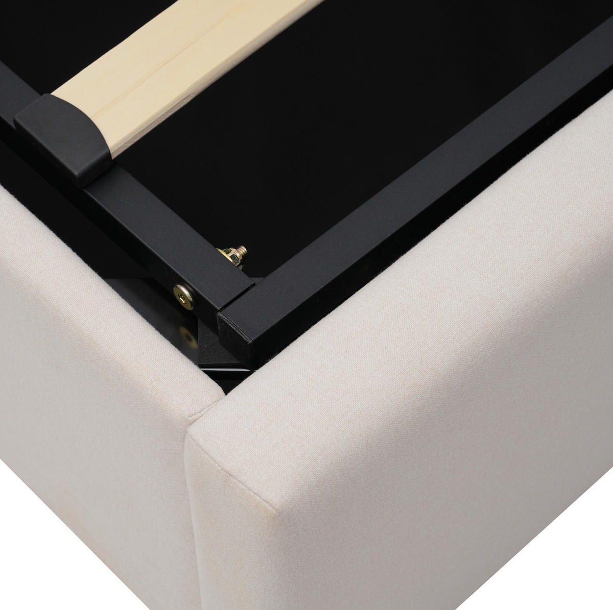 POLSTERBETT 140/200 cm Beige aus Baumwolle-Leinen mit Bettkasten und USB-/Typ-C-Ladefunktion - Beige, Textil (140/200cm) - OKMYHOME