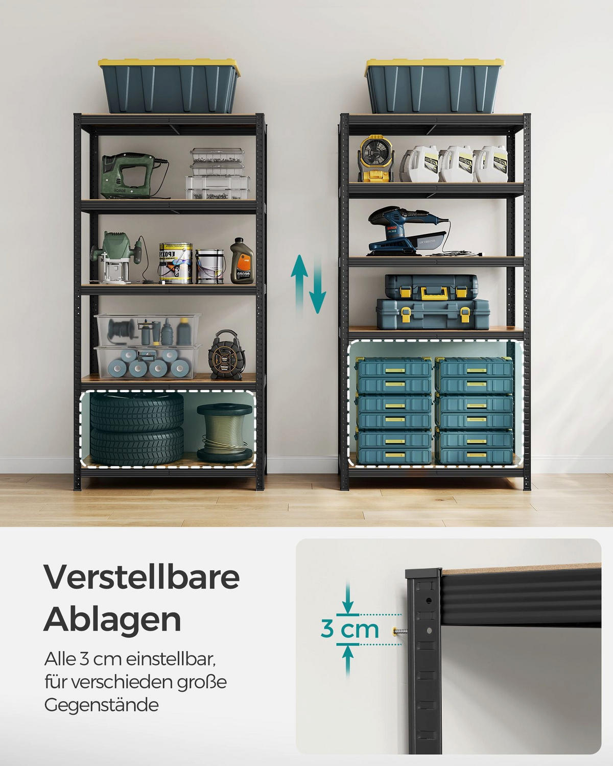 SCHWERLASTREGALE JAKARTA 2ER-SET - Braun, Holzwerkstoff (100/200/50cm) - Hansiro