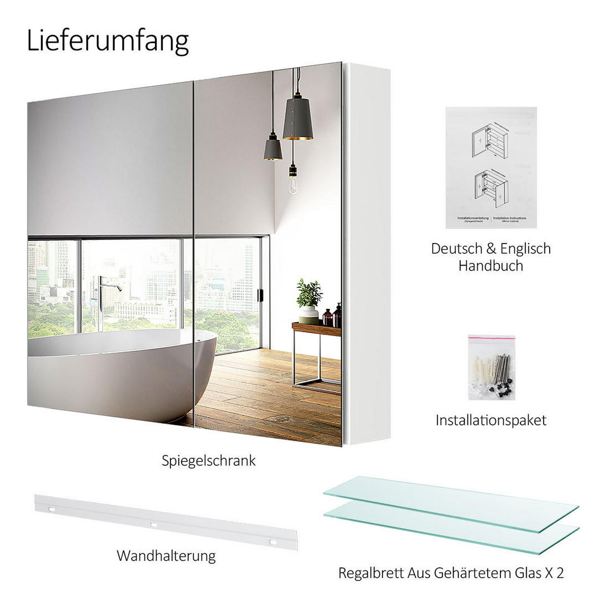 SPIEGELSCHRANK Weiß 85/65/14,5 - Weiß, Metall (65/65/85cm) - EMKE