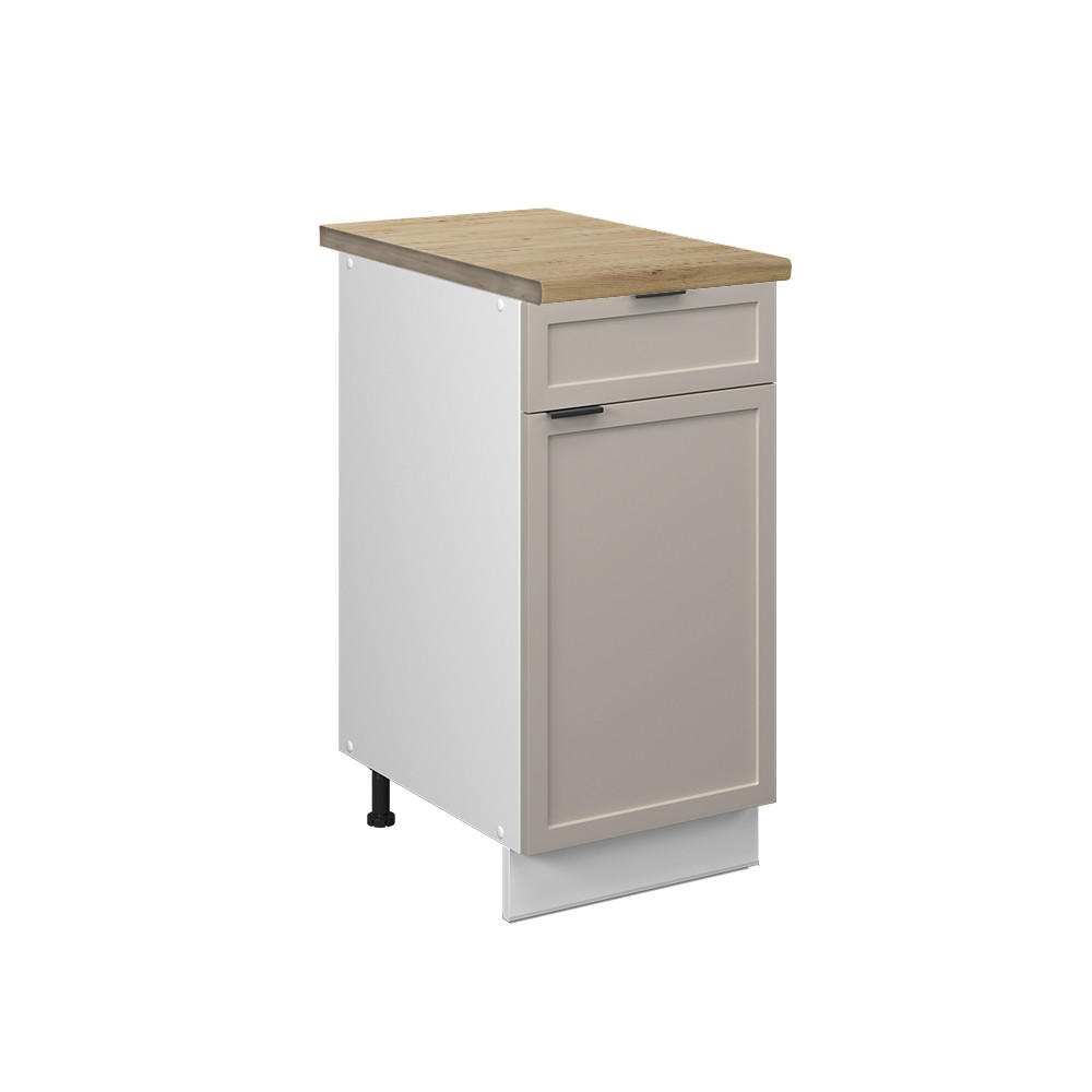 KÜCHENUNTERSCHRANK Fame-Line GrauBeige 40 cm, AP Eiche - Greige/Weiß, Holzwerkstoff (40/82/60cm) - Vicco