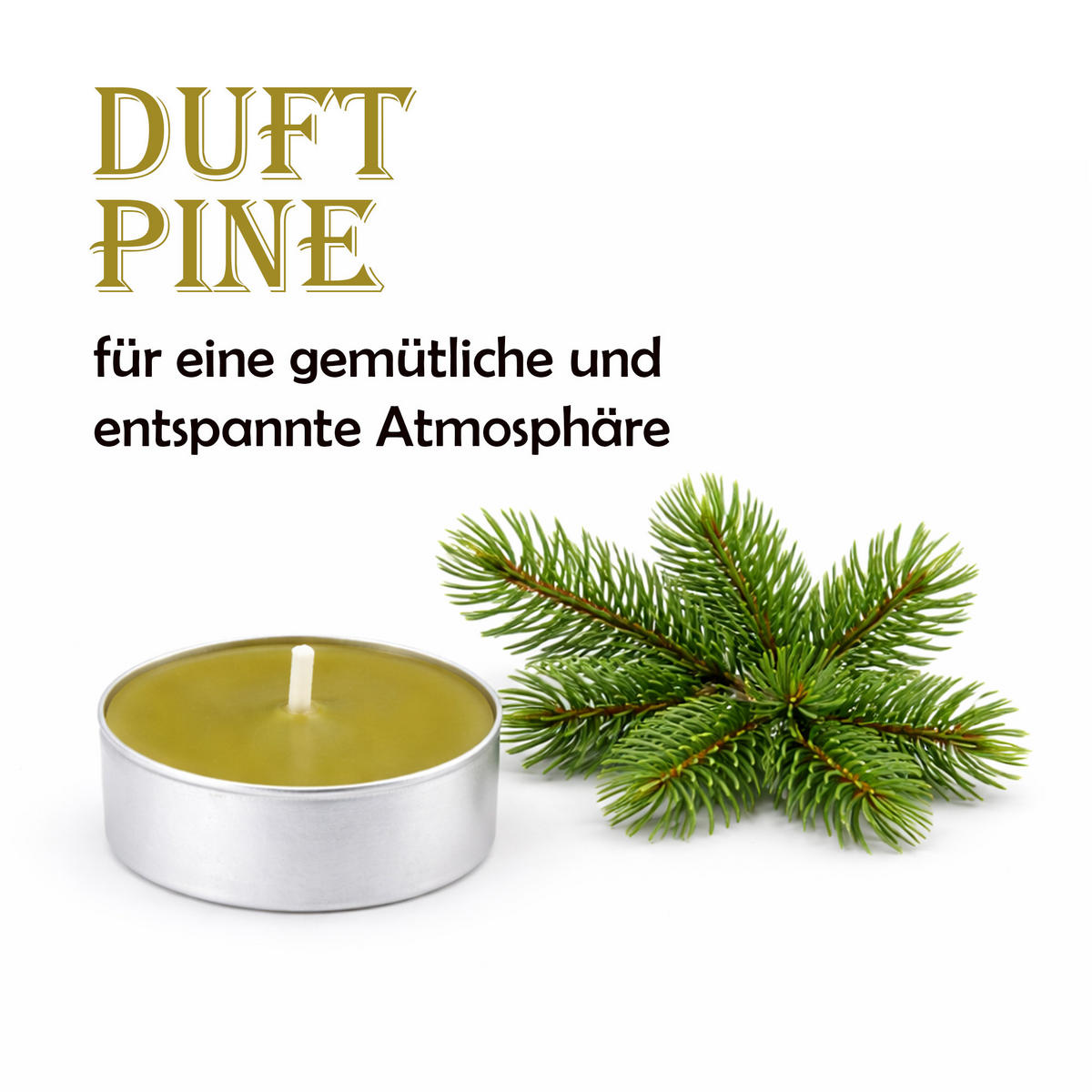 TEELICHT mit Duft - Pinie - 54er Pack - Olivgrün, Naturmaterialien (4/1.5/4cm) - HS Candle