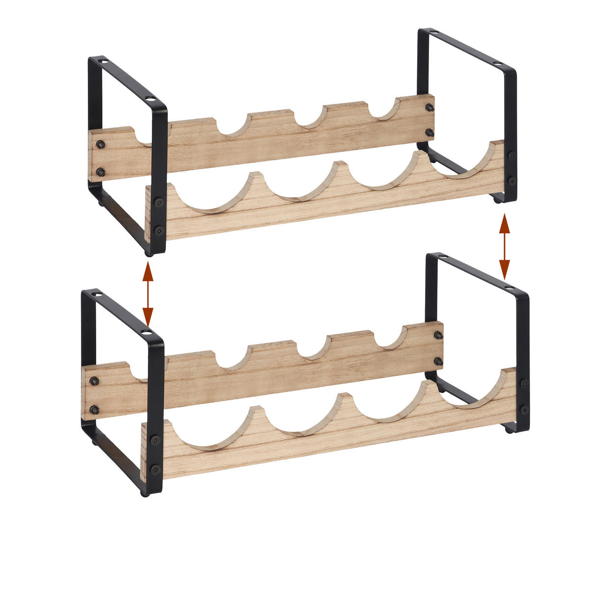 WEINREGAL - Multicolor, Holz/Metall (39.5/29/17.5cm) - Relaxdays