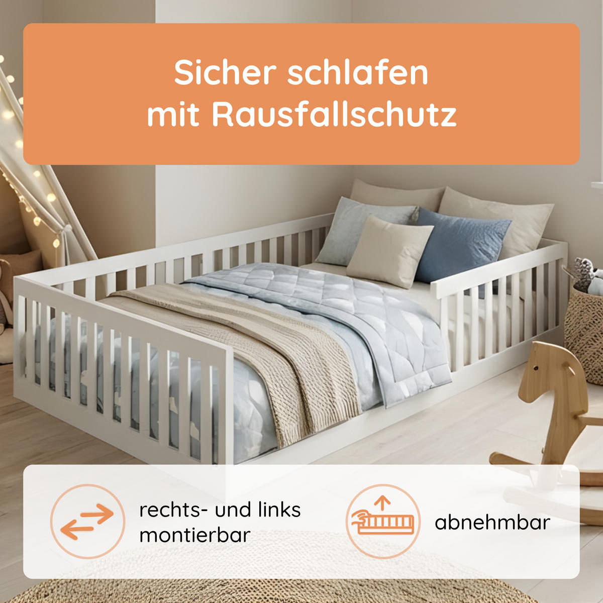 BODENBETT 140x200 cm in Weiß - Weiß, Holz (140/200cm) - Kids Collective