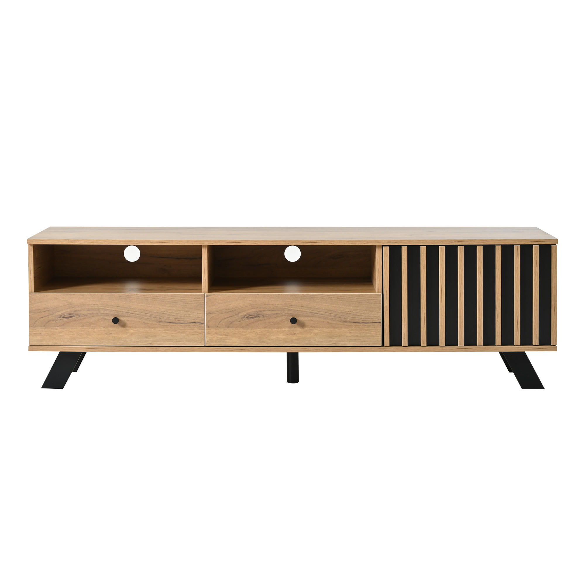 TV-LOWBOARD Compact Naturfarben-Schwarz 150/38/44 cm - Naturfarben, Holzwerkstoff (150/44/38cm) - PANGIVO