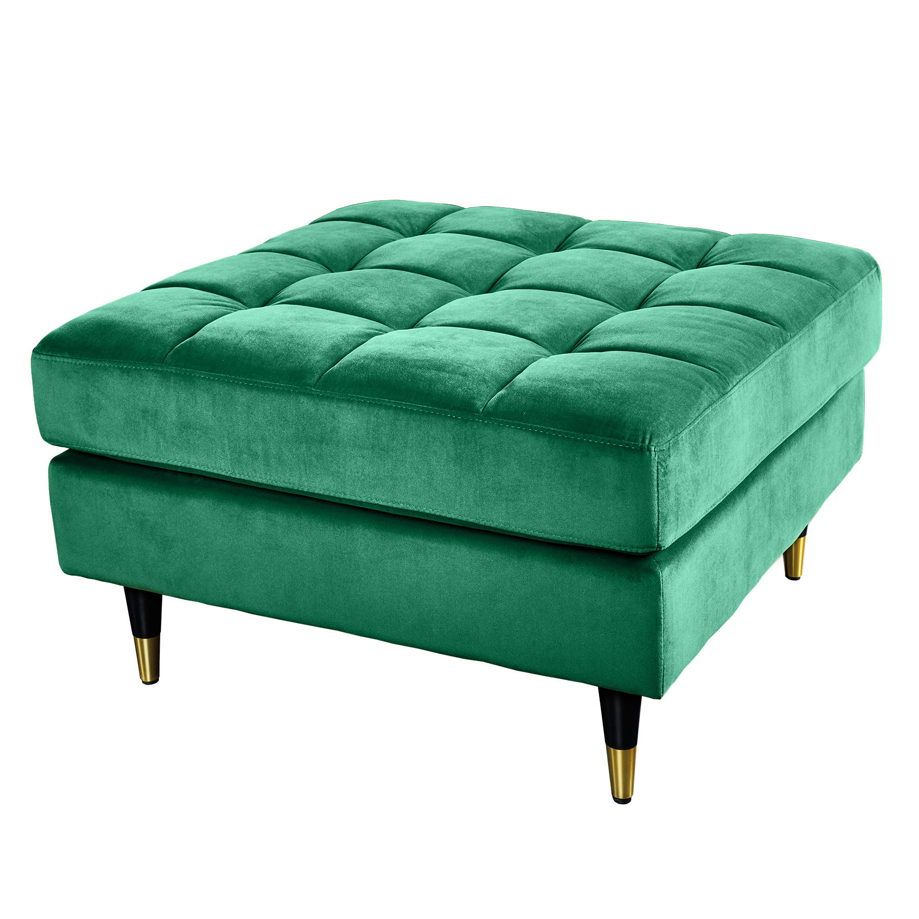 HOCKER COZY VELVET Samt Smaragdgrün 80 cm - Goldfarben/Schwarz, Holz/Textil (80/45/80cm) - riess-ambiente