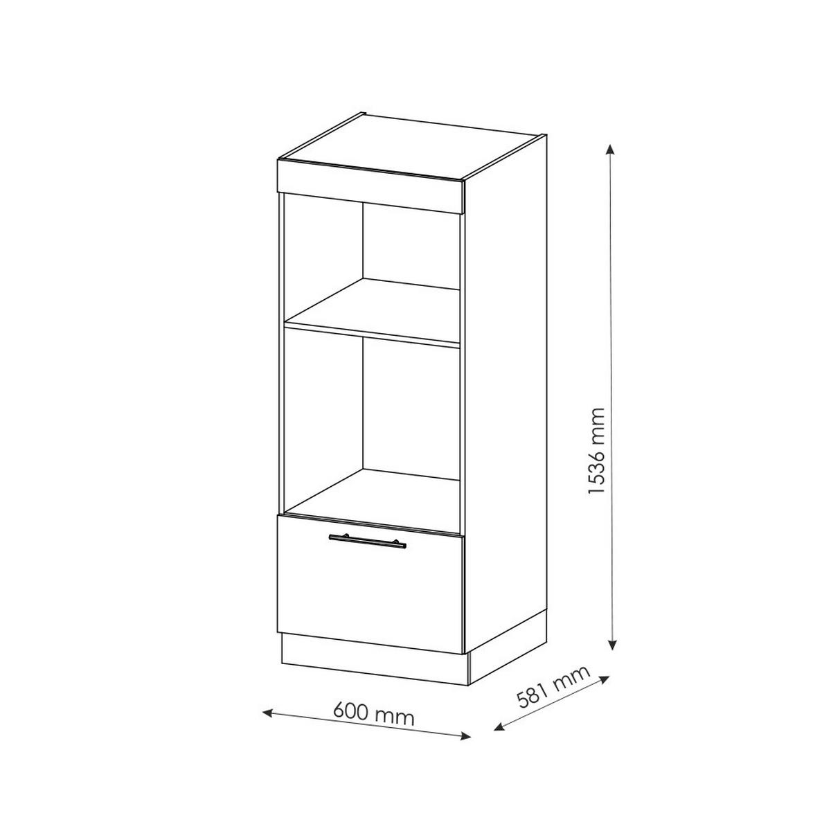 MIKROWELLENSCHRANK Fame-Line Schwarz Eiche hochglanz 60 cm offen - Schwarz Hochglanz/Schwarz, Holzwerkstoff (60/153.6/58.1cm) - Vicco