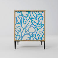 SIDEBOARD BLOOMY MORNING, Eichefarben, 57,5x42x72,5 cm, Schwarze Metallfüße - Eichefarben/Multicolor, Holzwerkstoff/Metall (57.5/72.5/42cm) - SpaceRebels