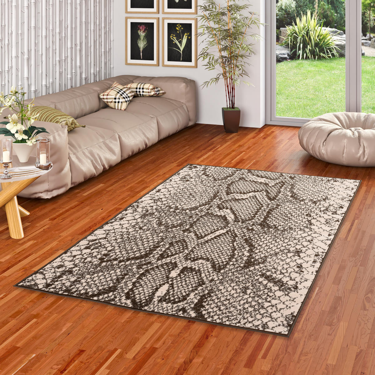 DESIGNER TEPPICH SAMBA SCHLANGEN TIERMUSTER - Beige, Textil (140/200cm) - Pergamon