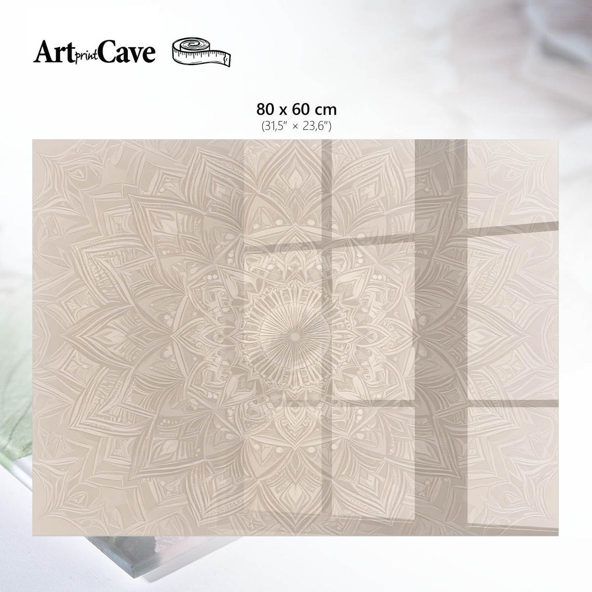 GLASPLATTE 80x60 cm – Beige Mandala - Beige, Glas (0.4/80/60cm) - ArtPrintCave