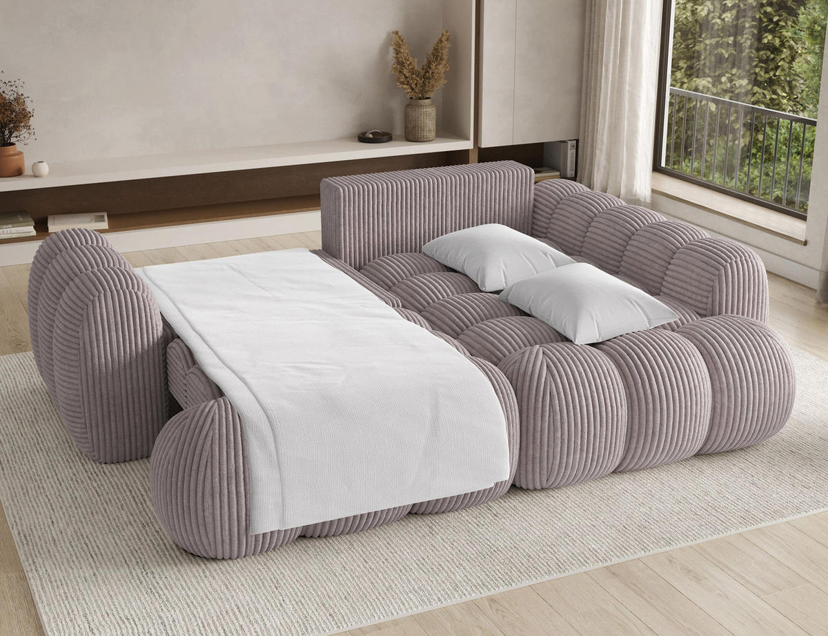 ECKSOFA COZION L-Form mit Schlaffunktion & Bettkasten – Modernes 3-Sitzer Sofa, HR-Kaltschaum, Wellenfederung, 267 × 165 cm - Hellgrau/Schwarz, Kunststoff (267/165cm) - Wohnideebilder