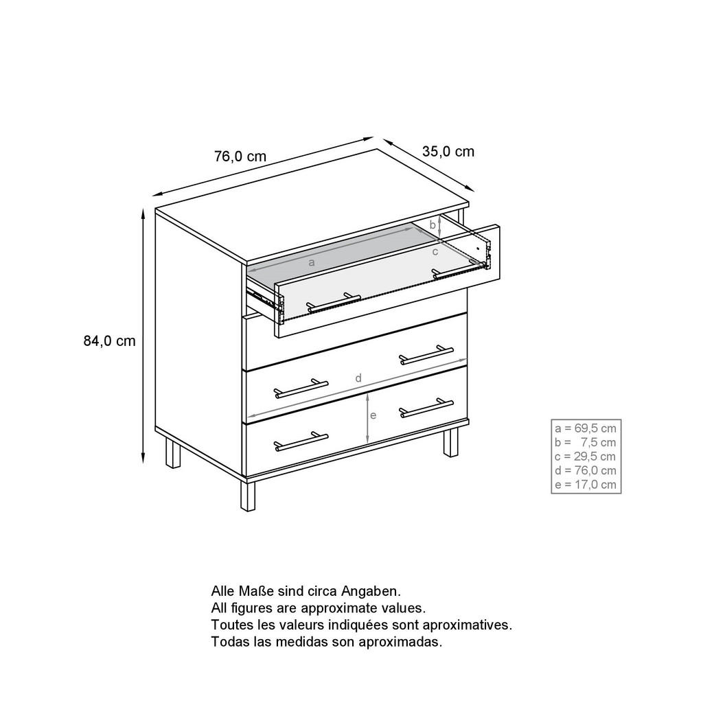 Thumbnail - Vladon Kommode, Sonoma Eiche, Holzwerkstoff, 76x84x35 cm, Wohnzimmer, Kommoden & Sideboards, Kommoden