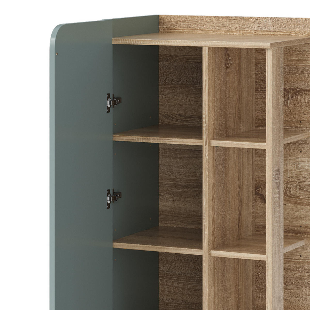 MIDISCHRANK Karen Blau-Grau 50 x 128 cm mit Tür und offenen Fächern - Dunkelblau/Sonoma Eiche, Holzwerkstoff (50/128/35cm) - Vicco