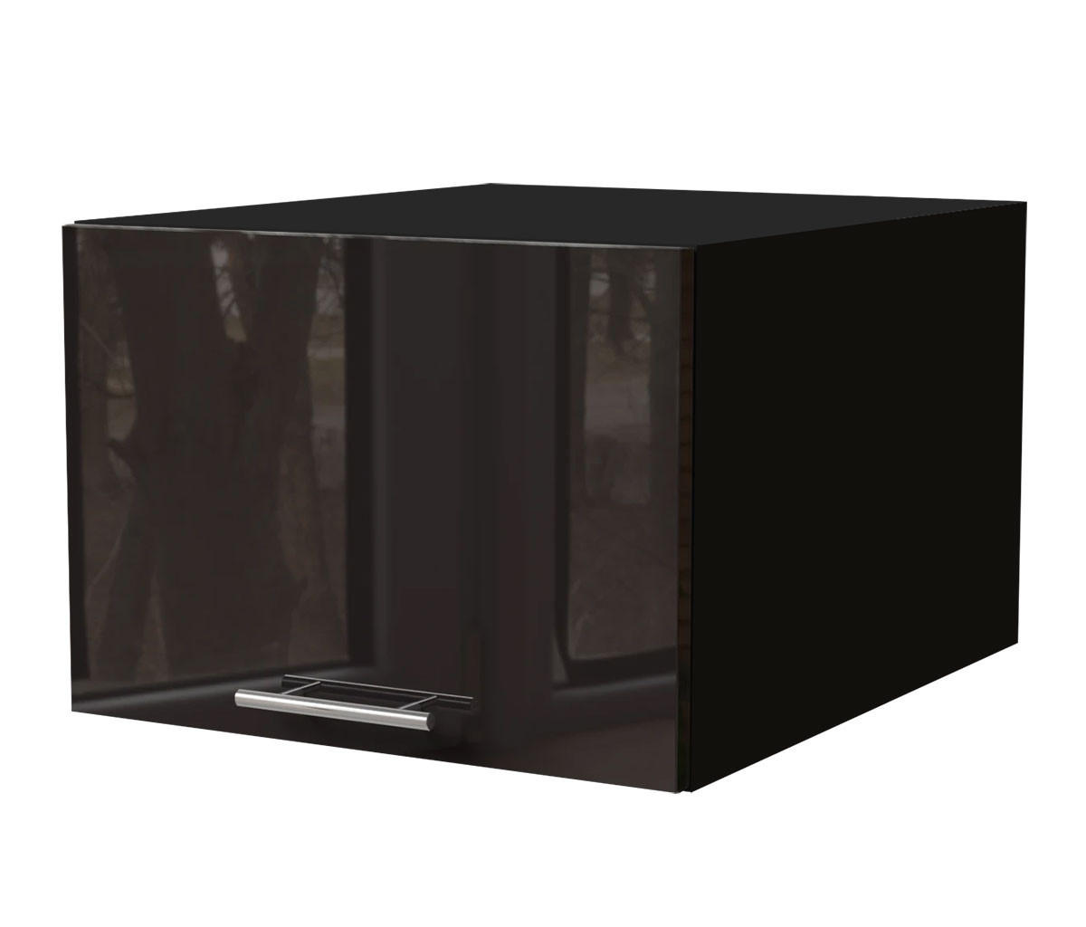 AUFSATZSCHRANK Essen W6B/50 Schwarz Hochglanz / Schwarz Matt 50 / 59 / 36cm - Schwarz Hochglanz/Schwarz, Holz/Holzwerkstoff (50/36/59cm) - Feldmann-Wohnen