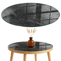 TISCHPLATTE fi80 cm Marmormuster mit Adern - Schwarz, Glas (80/80/0.4cm) - TULUP